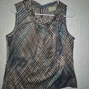 Review Sleeveless Tie Neck Satin Top Preppy Geo Office Career Work US Size 8